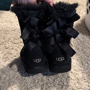 UGG Black Boots with Satin Bows